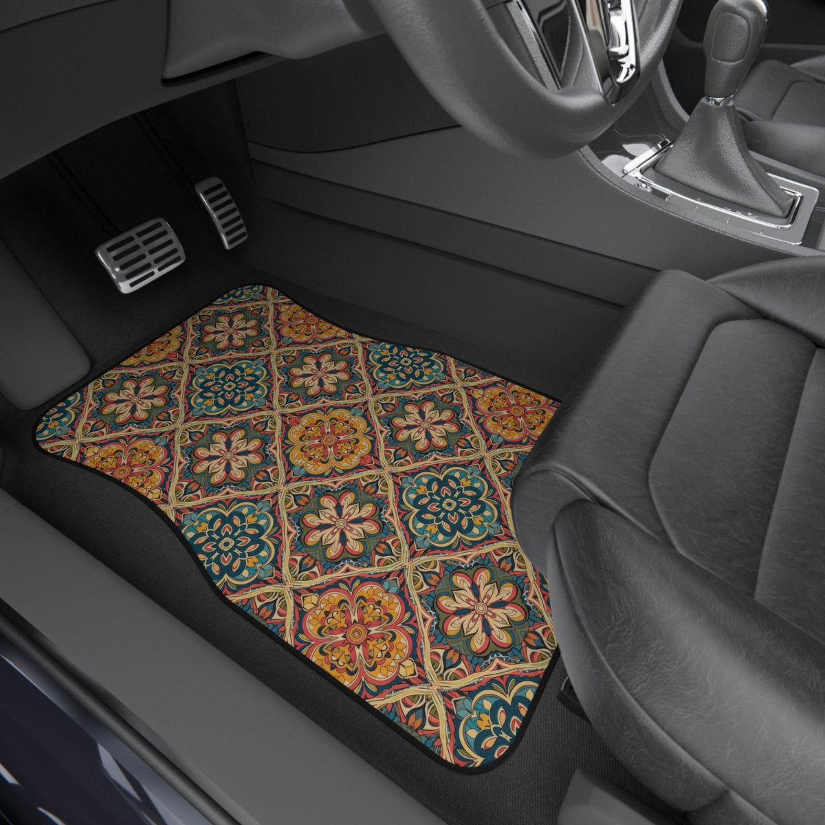 Dark boho floral car mats, product view 8