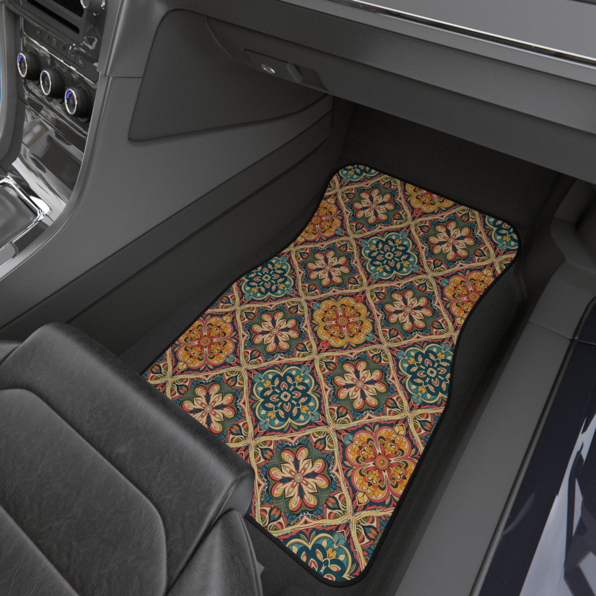 Dark boho floral car mats, product view 9