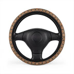 Dark boho floral steering wheel cover, on a steering wheel