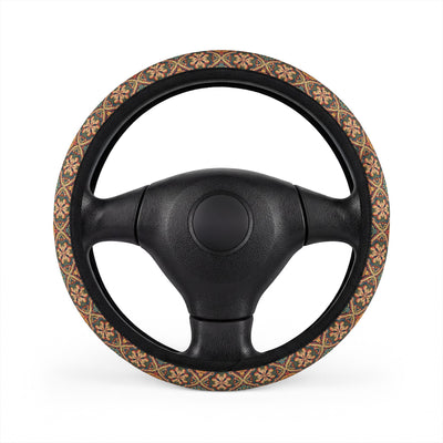 Dark boho floral steering wheel cover, on a steering wheel