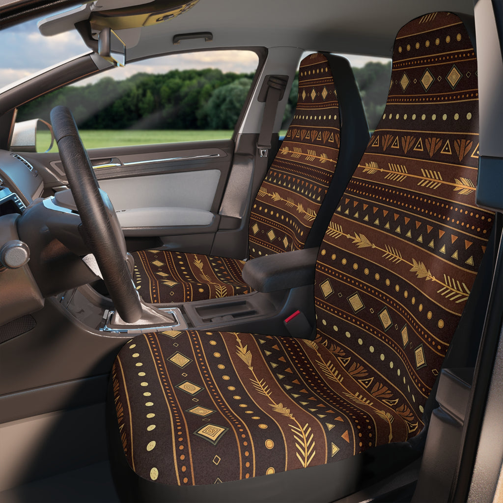 Dark brown desert boho car seat covers, product view 3