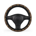 Dark brown desert boho steering wheel cover, on a steering wheel