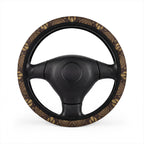 Dark brown desert boho steering wheel cover, on a steering wheel