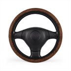 Dark brown tiger print steering wheel cover, front view