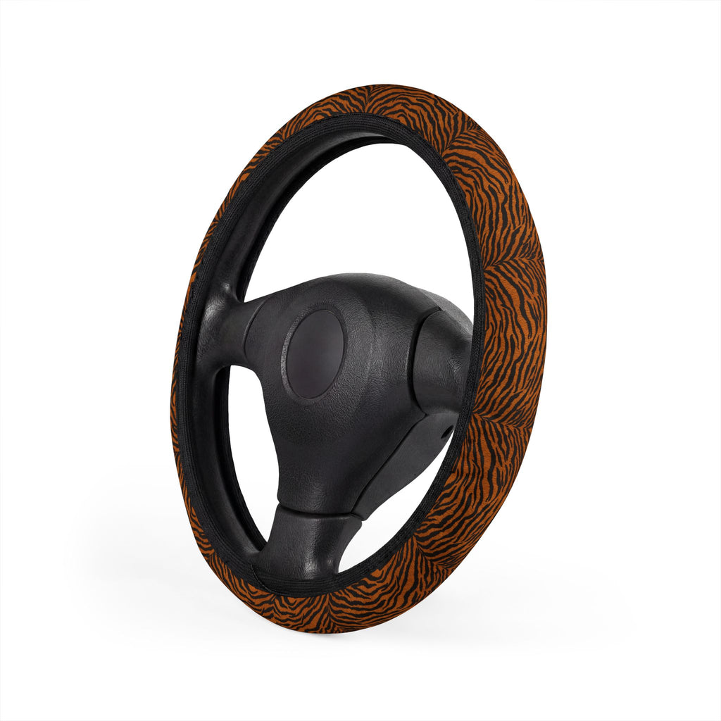 Dark brown tiger print steering wheel cover, product view 4