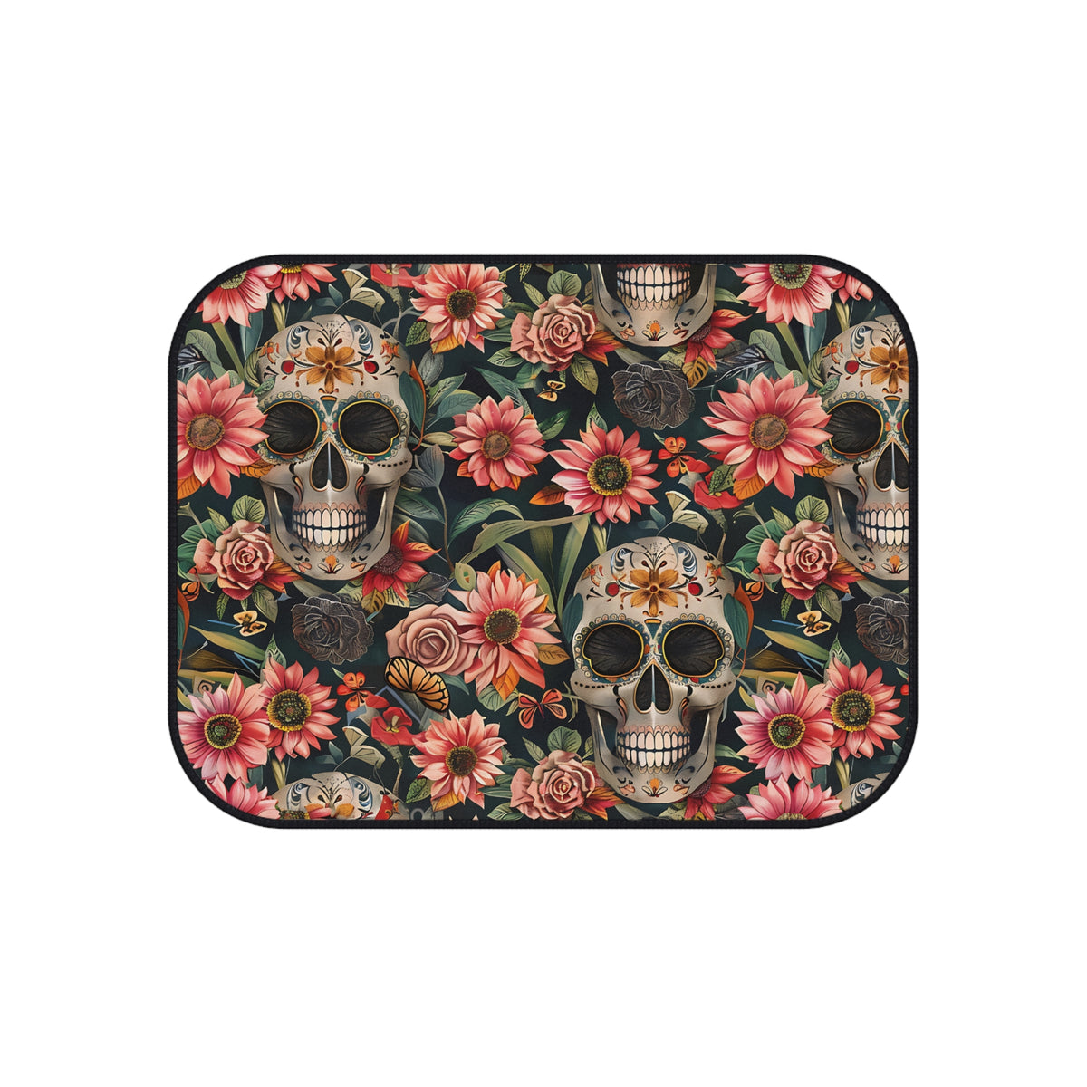Flower gothic skull car mats, product view 4