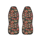 Flower gothic skull car seat covers, set of two shown side by side