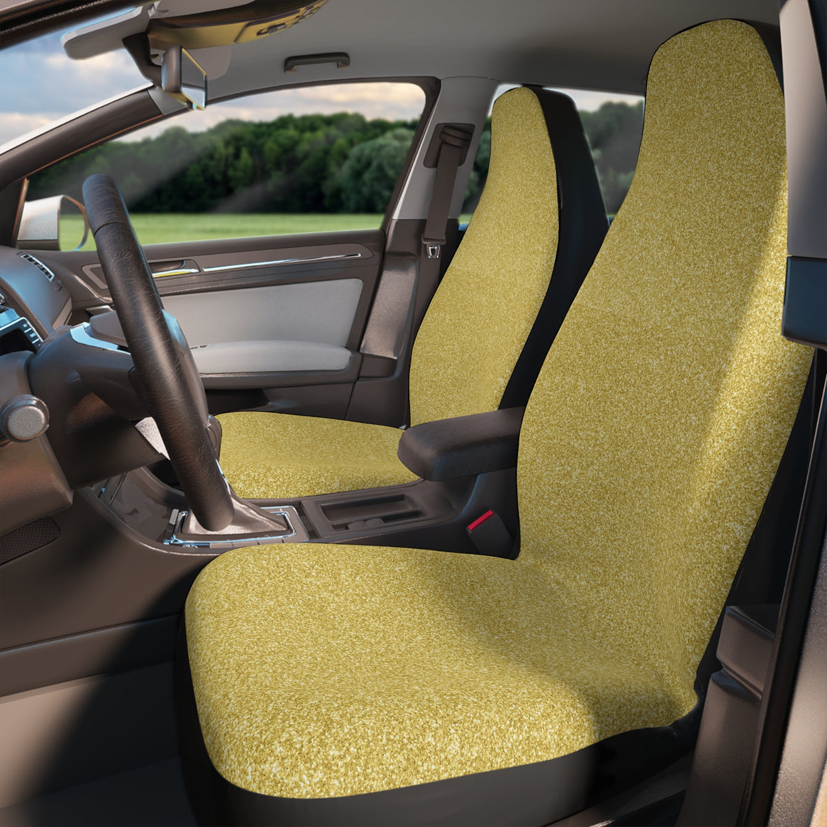 Gold rainbow glitter car seat covers, product view 3