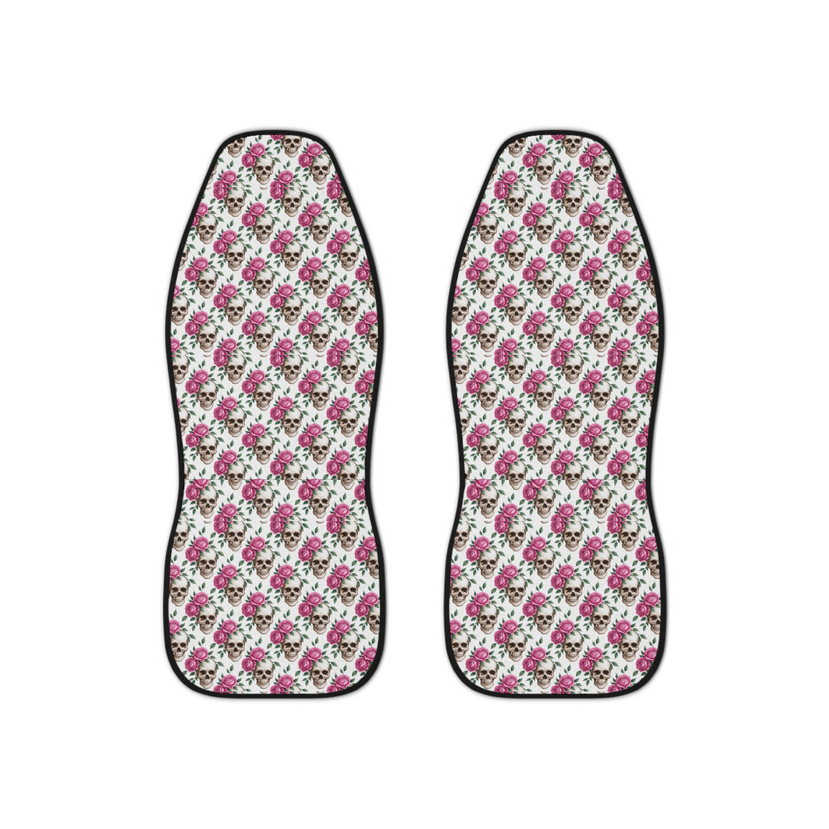 Gothic skull roses car seat covers, set of two front seat covers