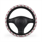 Gothic skull roses steering wheel cover, on a steering wheel