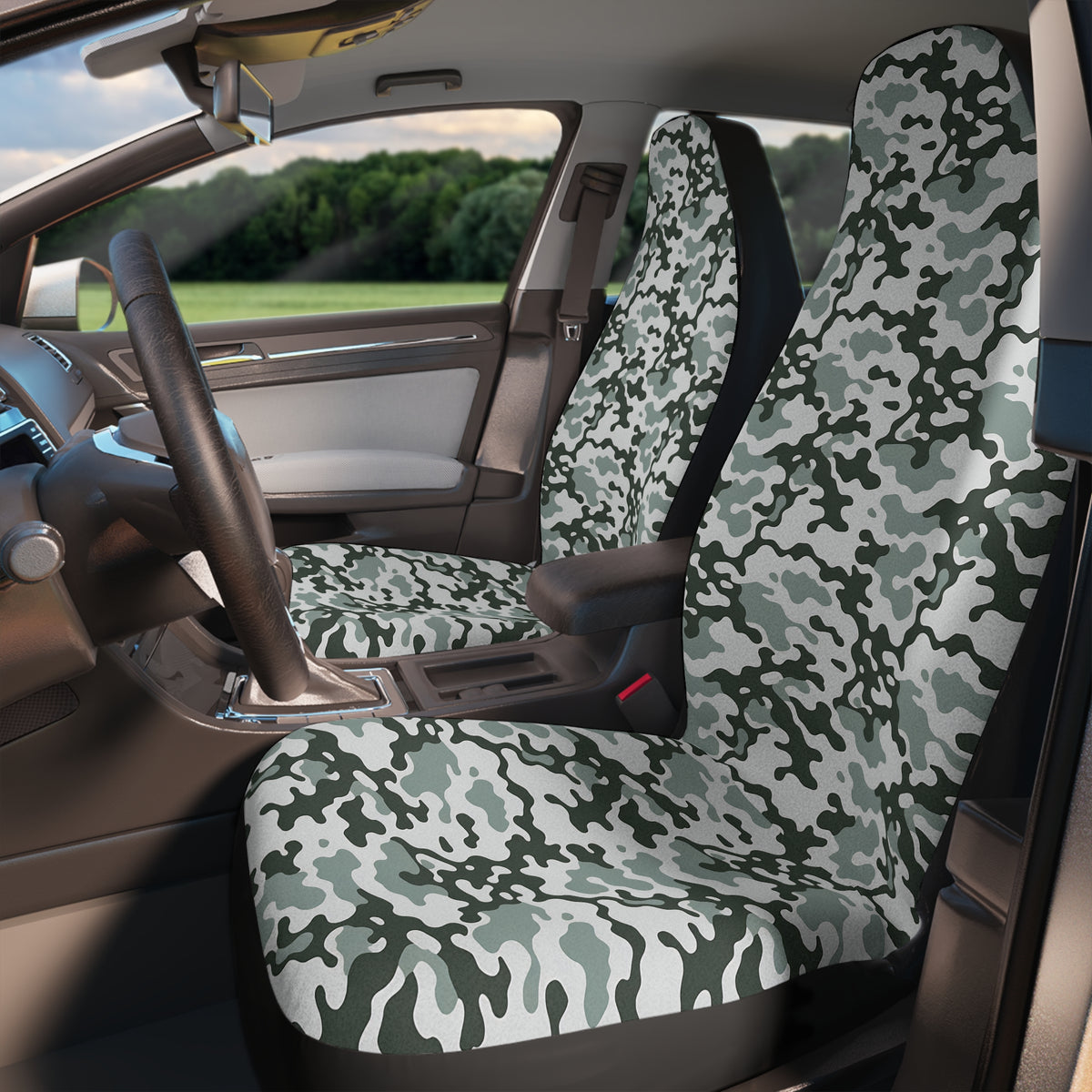 Gray camo car seat covers, product view 3