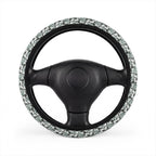 Gray camo steering wheel cover, on a steering wheel