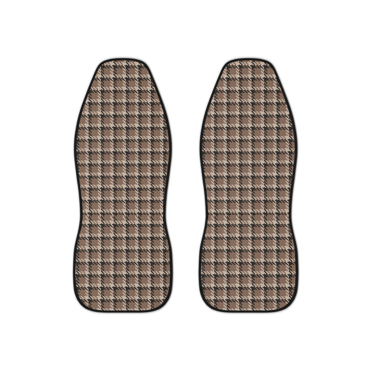 Gray houndstooth plaid car seat covers, set of two front seat covers