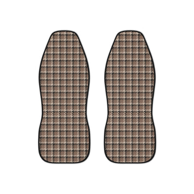 Gray houndstooth plaid car seat covers, set of two front seat covers