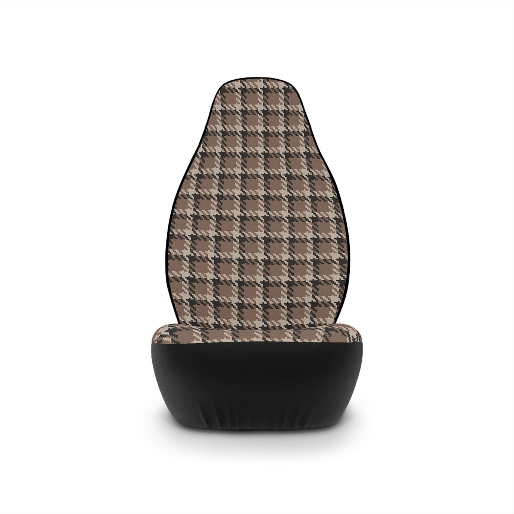 Gray houndstooth plaid car seat covers, product view 3