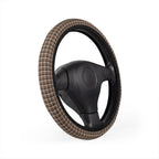 Gray houndstooth plaid steering wheel cover, product view 2