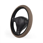Gray houndstooth plaid steering wheel cover, product view 3