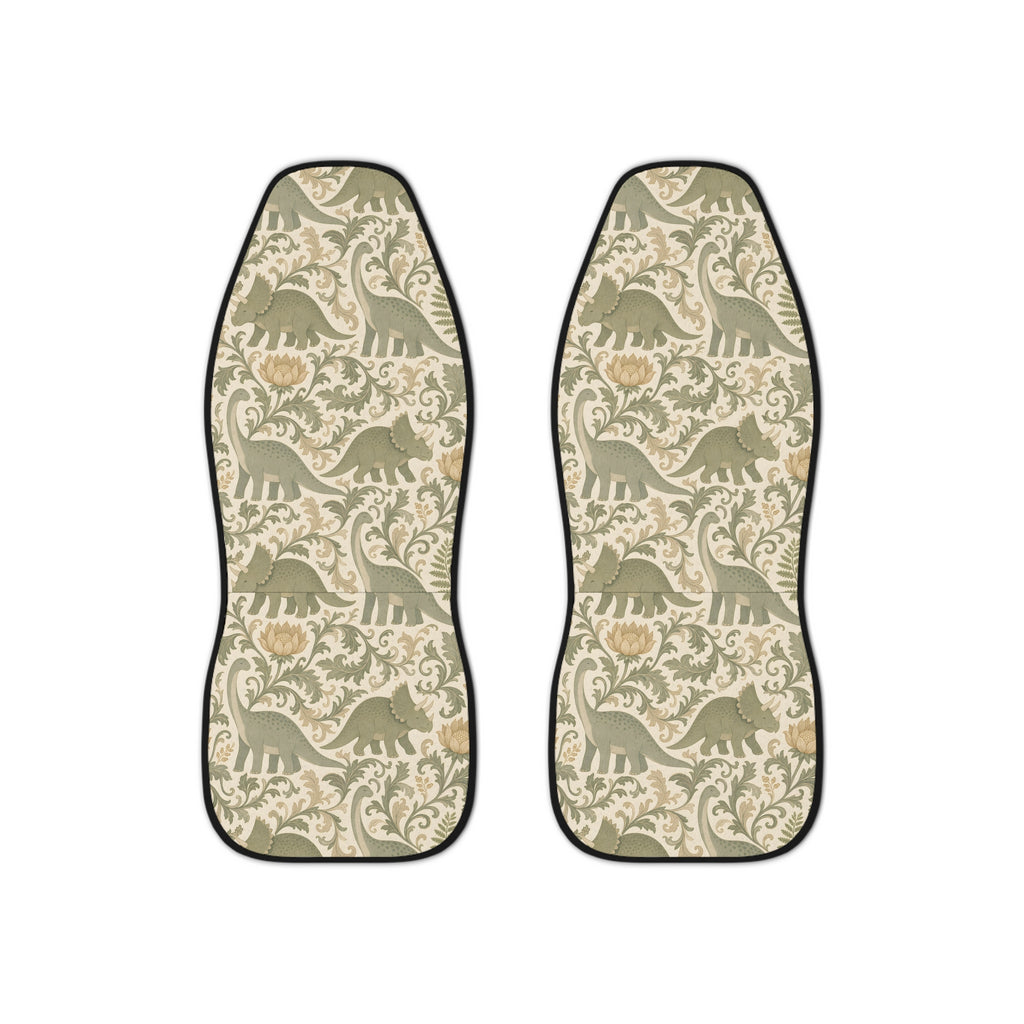 Green dinosaur car seat covers, set of two front seat covers