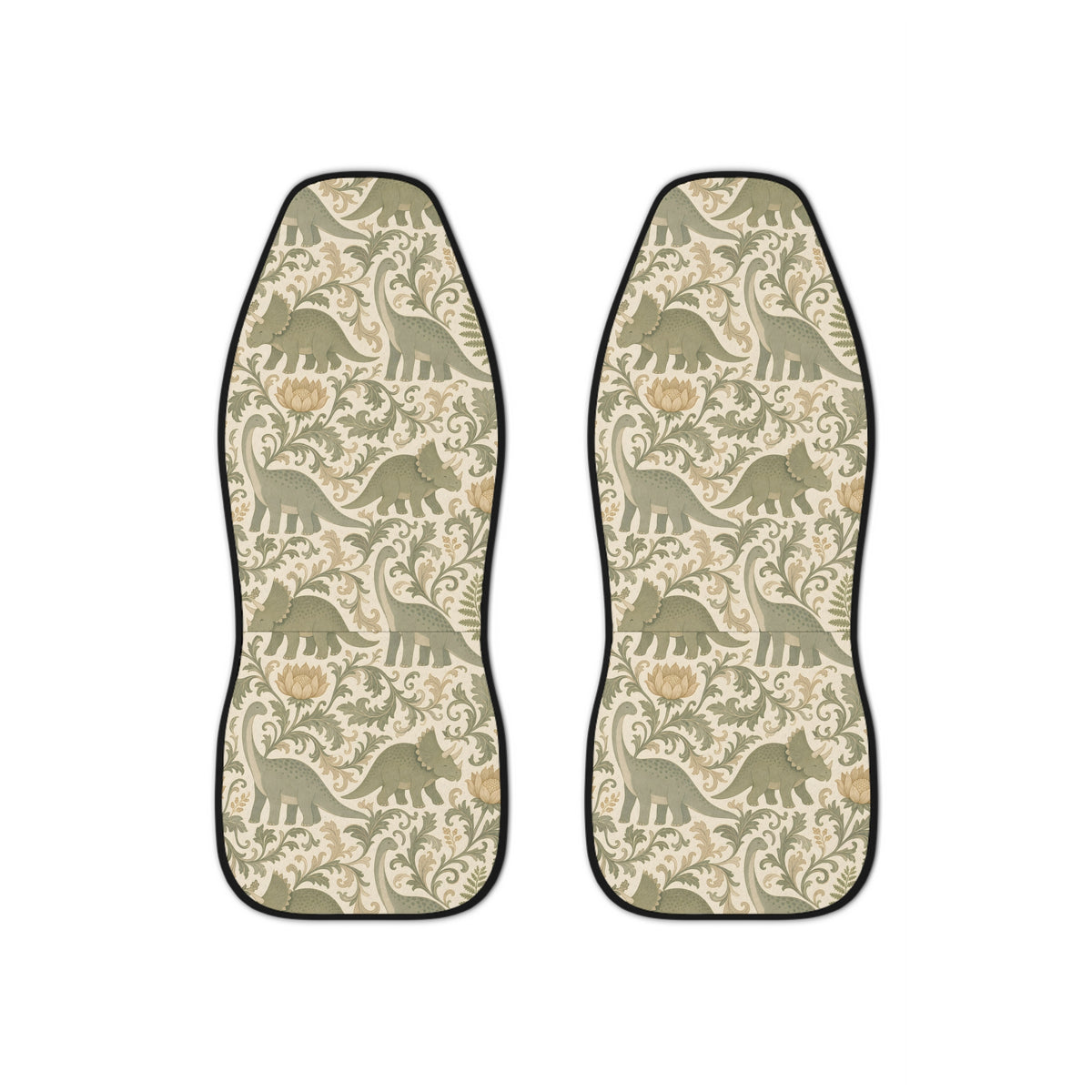 Green dinosaur car seat covers, set of two front seat covers