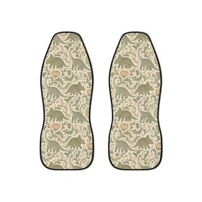 Green dinosaur car seat covers, set of two front seat covers