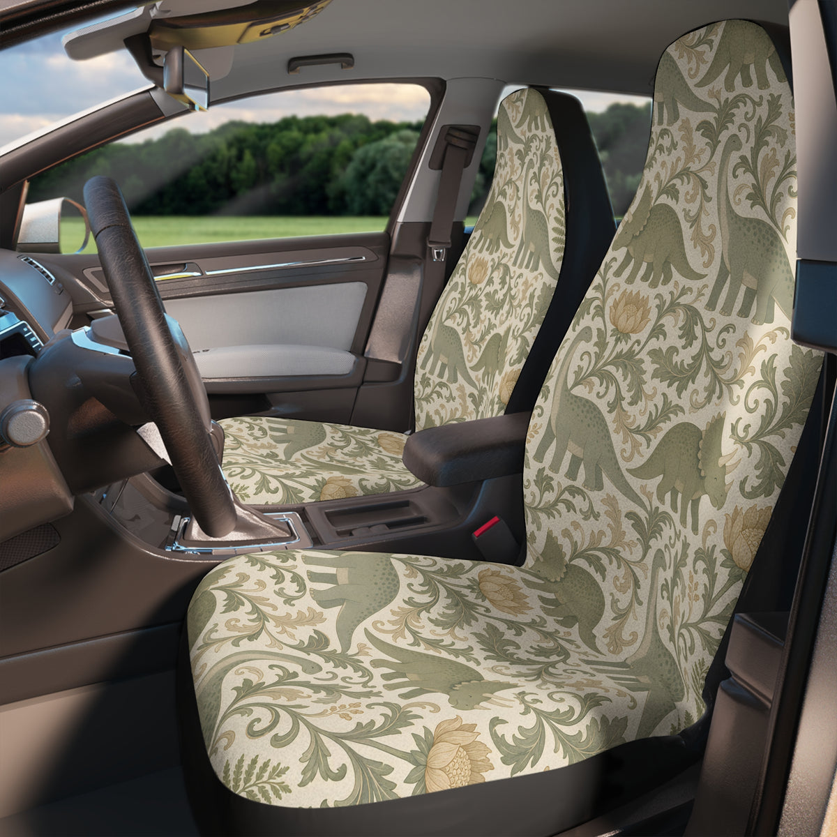 Green dinosaur car seat covers, product view 3