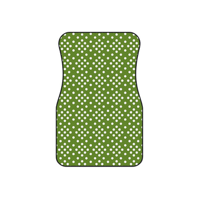 Green polka dot car mats, set of four, front and rear mats