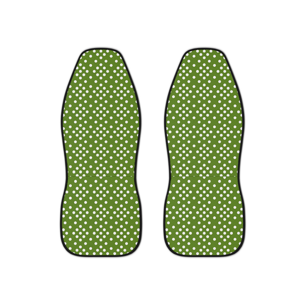 Green polka dot car seat covers, set of two front seat covers
