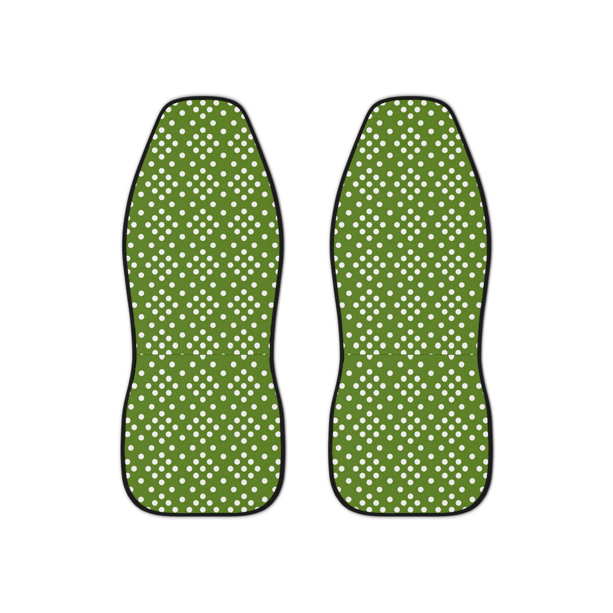 Green polka dot car seat covers, set of two front seat covers