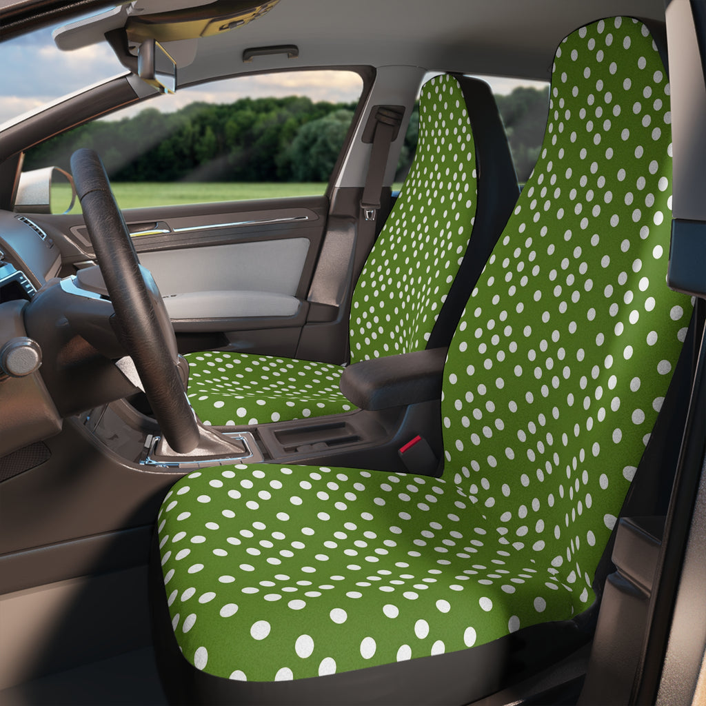 Green polka dot car seat covers, product view 3
