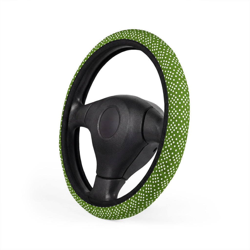 Green polka dot steering wheel cover, product view 4