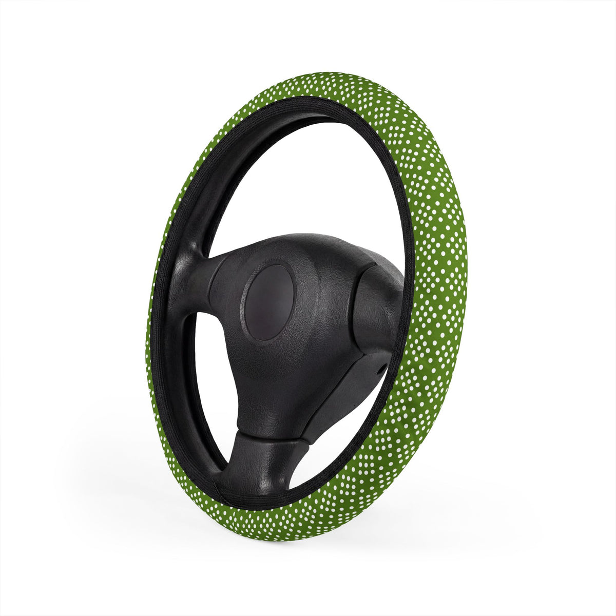 Green polka dot steering wheel cover, product view 4