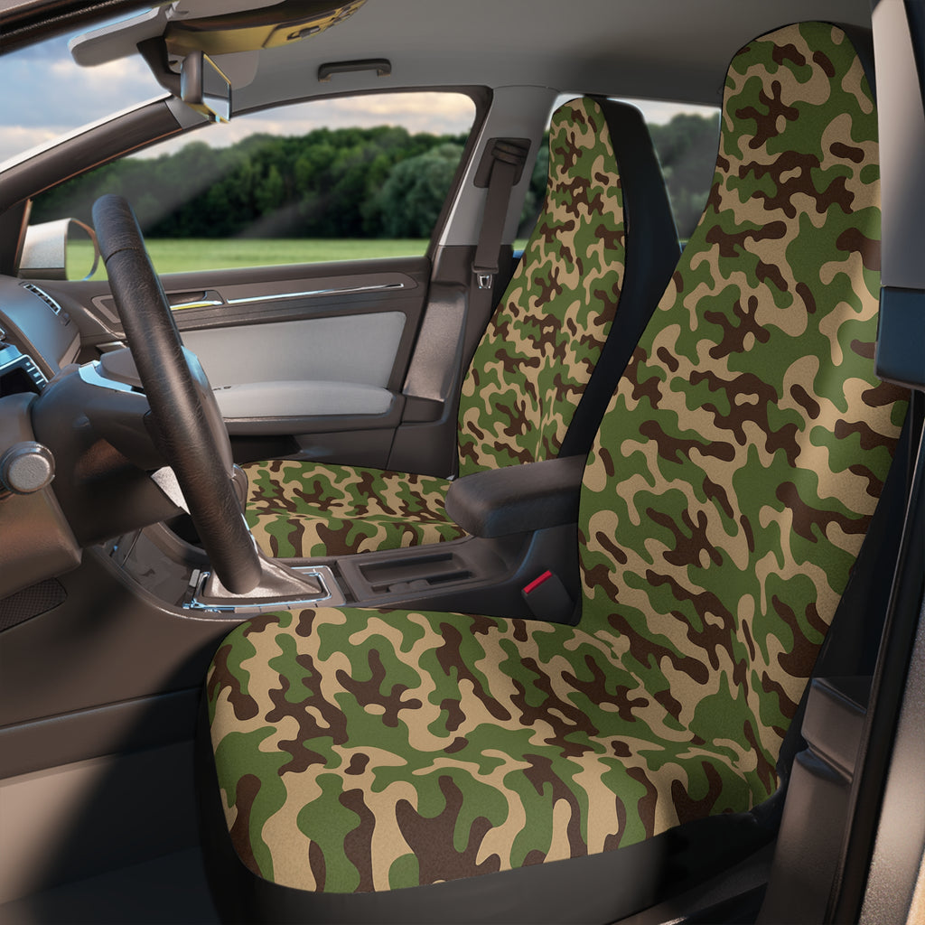 Green woodland camo car seat covers, product view 3