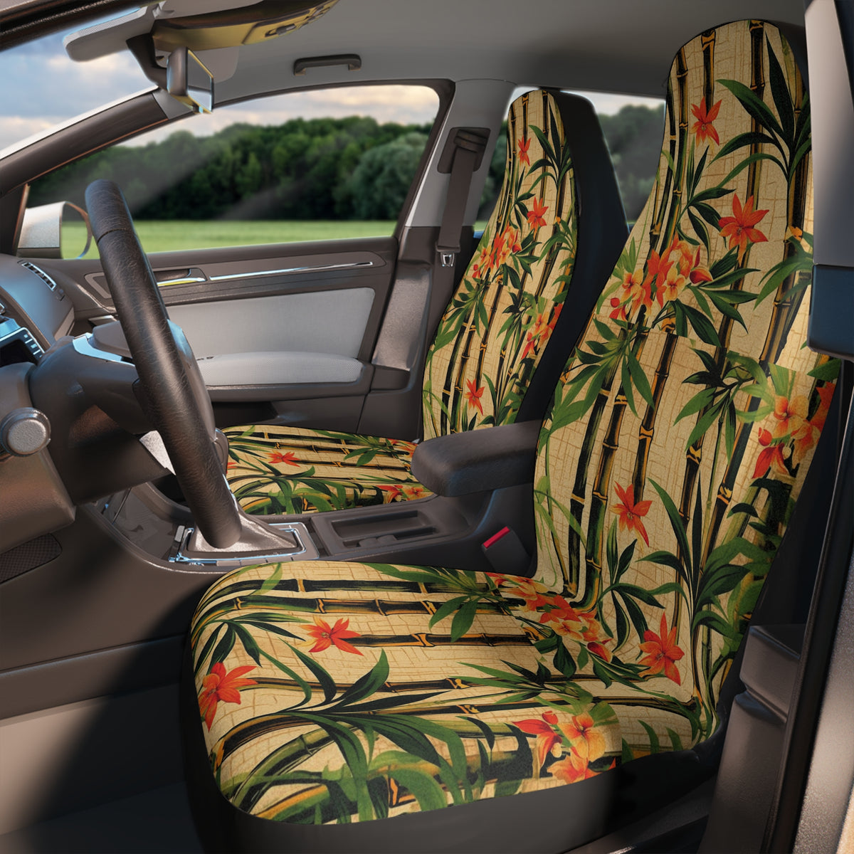 Hawaiian flower print car seat covers, product view 3