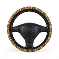 Hawaiian flower print steering wheel cover, on a steering wheel