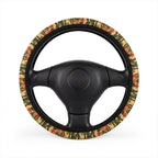 Hawaiian flower print steering wheel cover, on a steering wheel