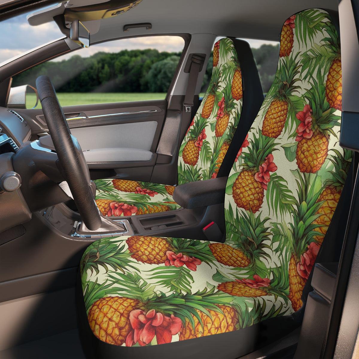 Hawaiian pineapple print car seat covers, product view 3