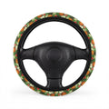 Hawaiian pineapple print steering wheel cover, on a steering wheel