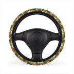 Hawaiian pineapple print steering wheel cover, on a steering wheel