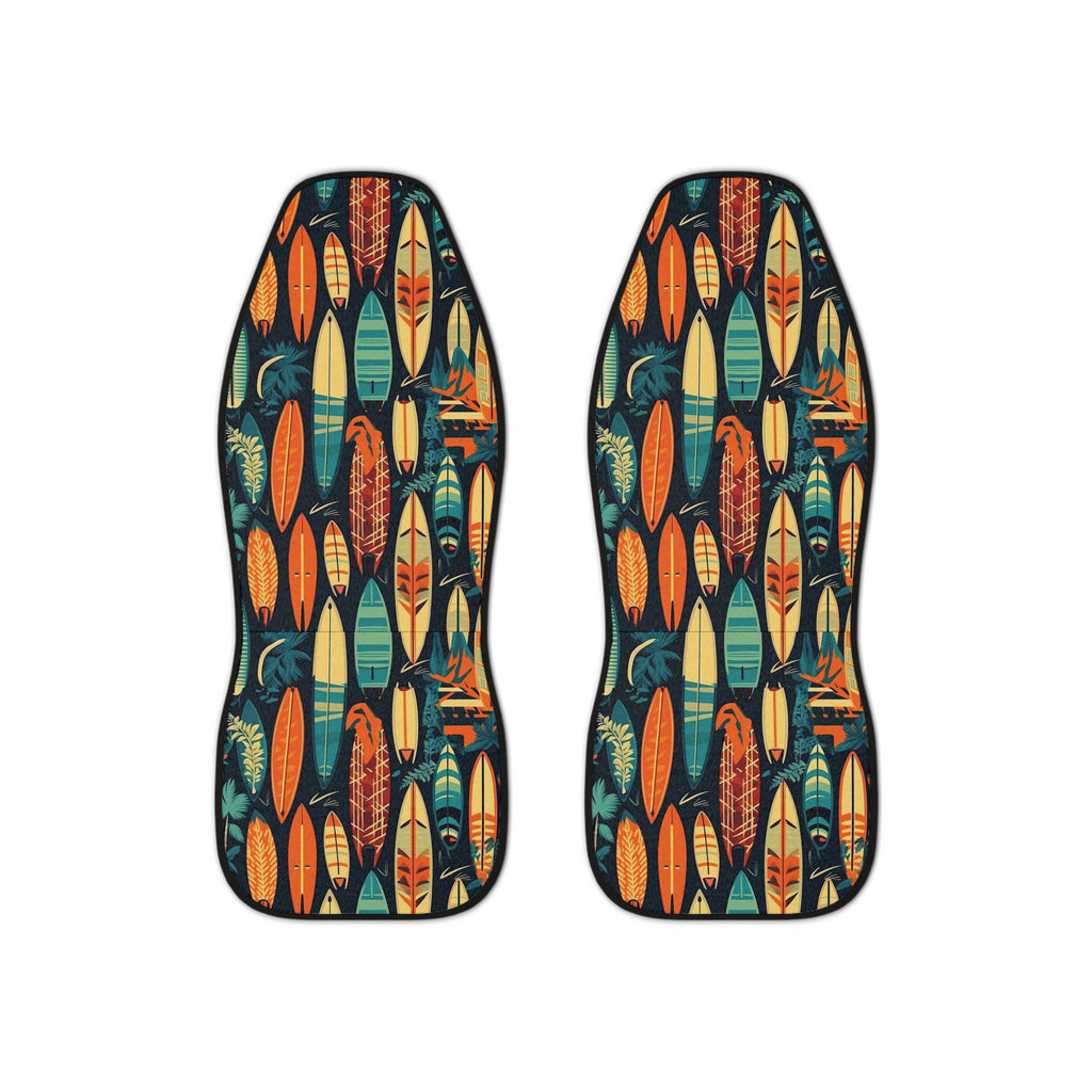 Hawaiian surfboard print car seat covers, set of two front seat covers