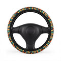 Hawaiian surfboard print steering wheel cover, on a steering wheel