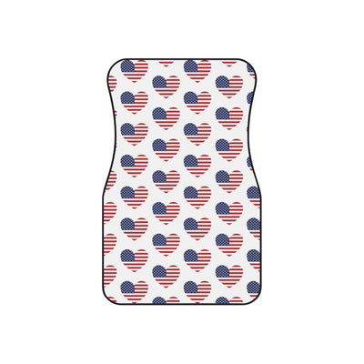 Heart American flag car mats, set of four, front and rear mats