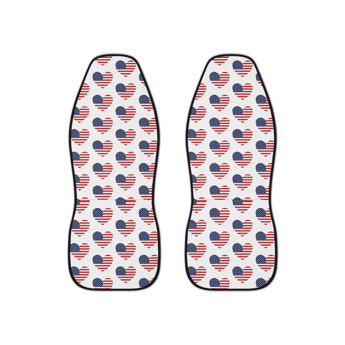 Heart American flag car seat covers, set of two front seat covers