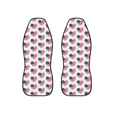 Heart American flag car seat covers, set of two front seat covers