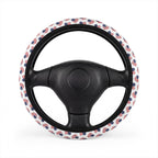 Heart American flag steering wheel cover, on a steering wheel