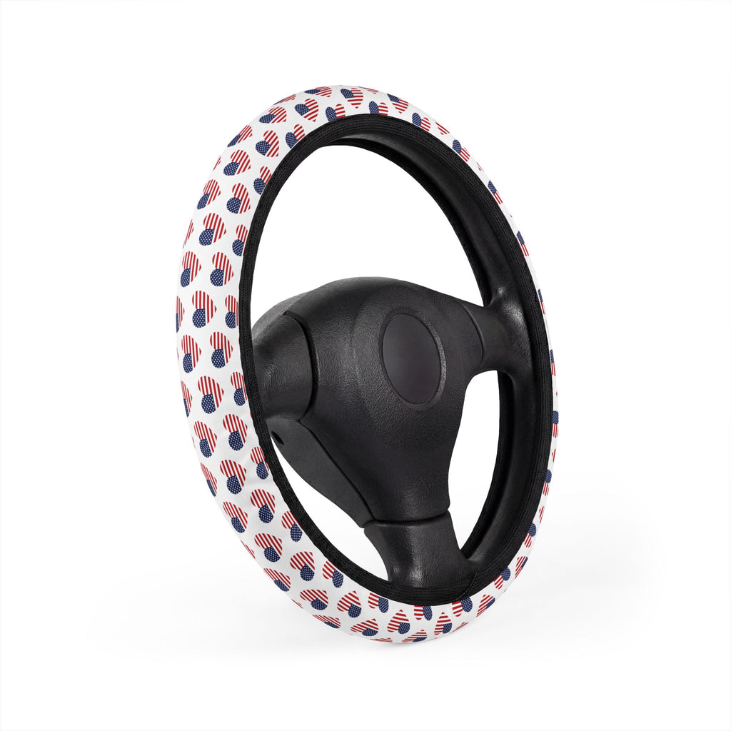 Heart American flag steering wheel cover, product view 3