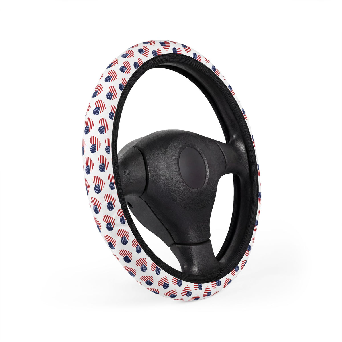 Heart American flag steering wheel cover, product view 3