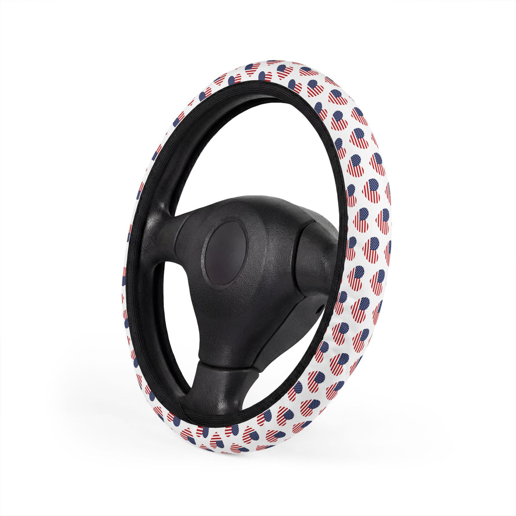 Heart American flag steering wheel cover, product view 4