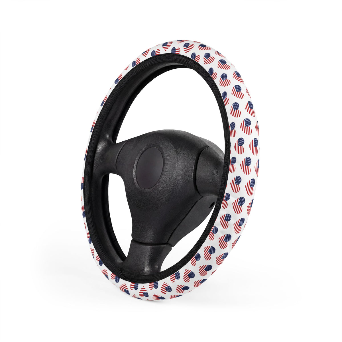 Heart American flag steering wheel cover, product view 4