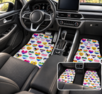 Interracial love pride car mats shown in a car interior