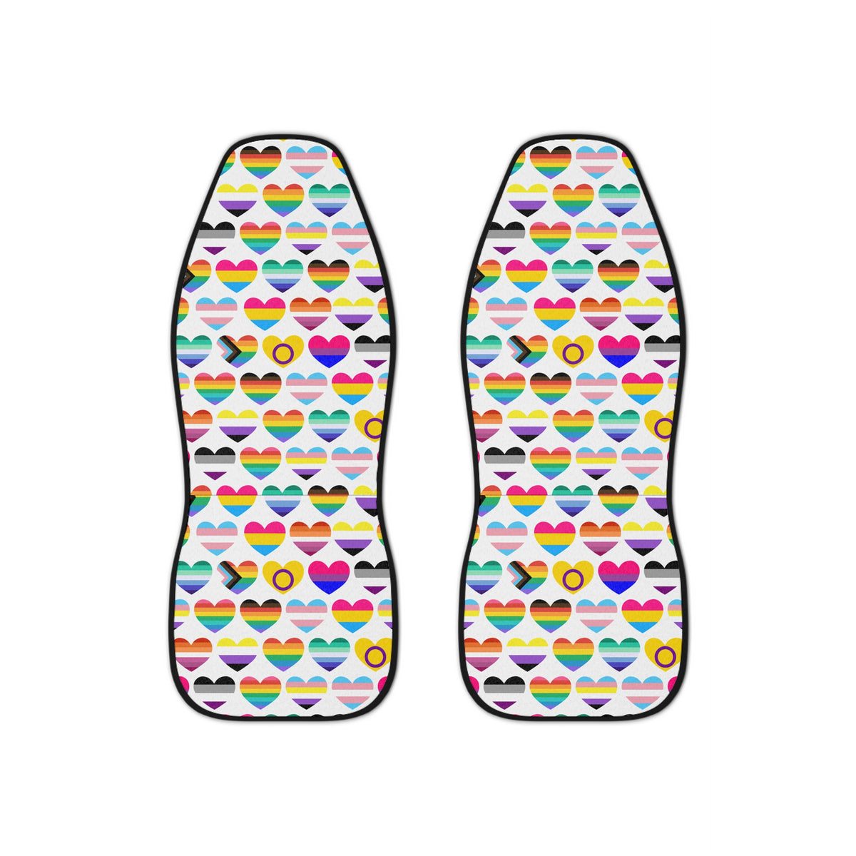 Interracial love pride car seat covers, set of two front seat covers